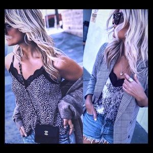 Lace Trimmed Leopard or Snakeskin Cami Top